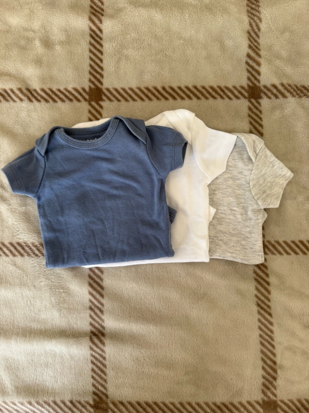 Carter's Short-Sleeve Baby Bodysuit 3-Pack - Blue, White, Gray - Picture 2 of 4